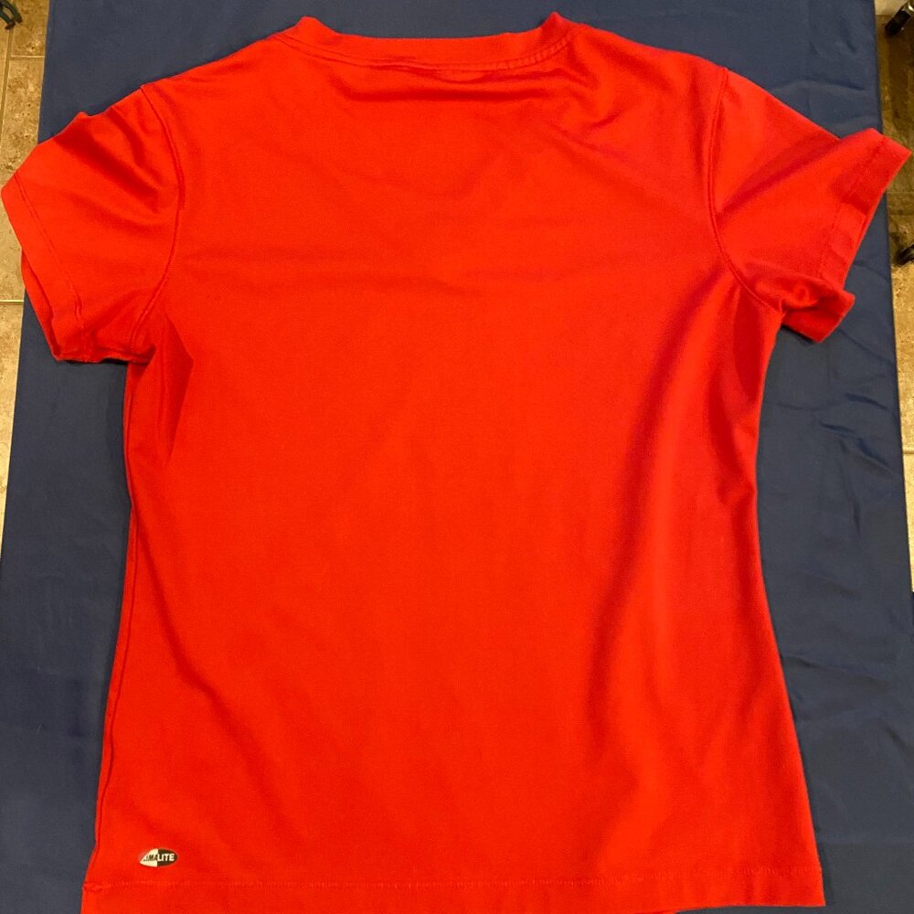 ADIDAS Clima365 ATHLETIC Top Shirt T-Shirt RED Short Sleeve V-neck Womens SMALL - Picture 3 of 5